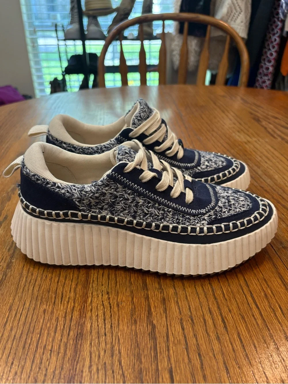 Dolce Vita Dolen Navy and Cream Platform Lace-Up Sneakers